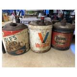 (3) Five Gallon Oil Cans