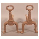 Pair Cast Iron 19th C. Fireplace Andirons