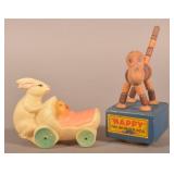 "Happy The Wonder-Dog" Toy & Celluloid Bunny