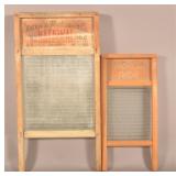 2 Antique Wood Frame & Glass Washboards