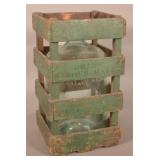 Embossed Purock Glass Water Bottle & Wood Crate