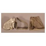 3 Antique Tin Kitty Cat Cookie Cutters