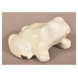 Unusual Antique Porcelain Cast Iron Frog Doorstop