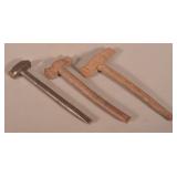 3 Antique Iron Conestoga Wagon Double Tree Hammers