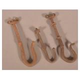 3 Antique 19th C. Iron Stay Chain Wagon Hooks