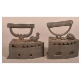 2 Antique Figural Cast Iron Coal Irons