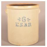 6 Gallon E.S.& B. Stenciled Crock