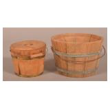 2 Small Bail-Handled Wood Berry Buckets