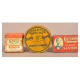 3 Unusual Tiny Antique Saffron Advertising Tins