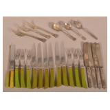 Art Deco Green Celluloid Tableware & Silver Plate