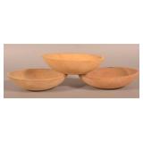 3 Antique Wood Bowls