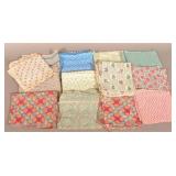 Stack of Vintage Printed Cotton Feed Sack Material