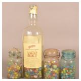 Group of Antique Glass Jars with Marbles