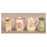 4 Antique Porcelain Chocolate Pots