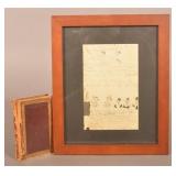 Framed Dated 1862 Letter w/ Folk Art Drawings