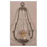 Victorian Hanging Cast Iron Bracket Oil Lamp