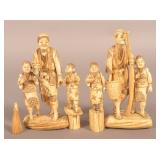 2 Mid-20th C. Bone Carved Chinese Import Figurines