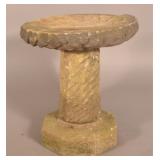Antique Cut Sandstone Base, Column & Birdbath