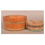 2 Wood & Metal Banded Small Tubs