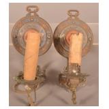 Pair of 1910s Art Deco Brass Electric Wall Sconces