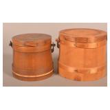 2 Vintage Stacking Wood Firkins