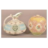 Antiq. Japanese Moriage Squat Pitcher & Small Vase