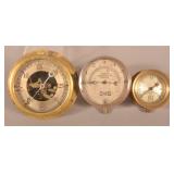 3 Antique Brass and Nickel Gauges