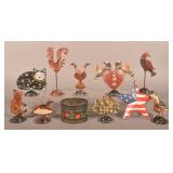Collection of Signed Tin Folk Art Decorations