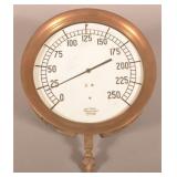 Very Large Jas P Marsh Brass Frame Steam Gauge