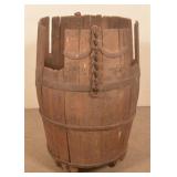Rare Oak & Wrought Iron PA Flour Mill Barrel