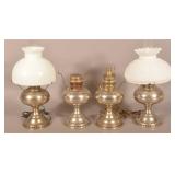 4 Nickel-Plated Rayo Antique Oil Lamps