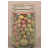 Antique Ball Mason Jar Filled w/ Clay Marbles