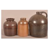 3 Dark Glazed Antique Crocks