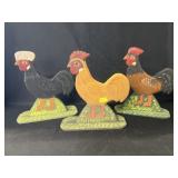 (3) Menno Folk Art Chicken Stand-Ups