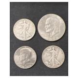 (2) Walking Liberty Silver Half Dollars, etc.