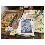 Vtg. Ephemera, Framed Pictures, Game, etc.