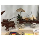 Cast Metal Horse Drawn Wagon
