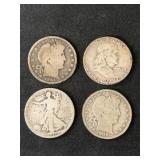 (4) Silver Half Dollars