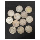 (12) Barber Silver Quarters