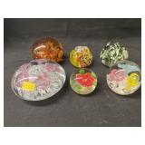 (6) Art Glass Paperweights