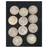 (11) Barber Silver Quarters