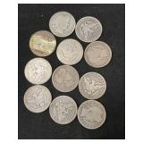 (11) Barber Silver Quarters