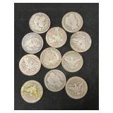 (11) Barber Silver Quarters