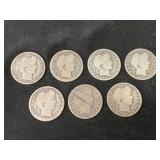 (7) Barber Silver Half Dollars