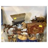 (3) Cast Metal Horse Drawn Wagons