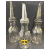(3) 1 Quart Glass Oil Bottles