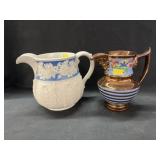 Cream and Lusterware Pitchers