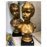 (2) Composition Gilt Plated Busts