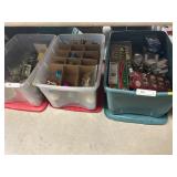 (3) Storage Totes/Lids with Christmas Ornaments