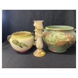 Alabaster Bookends w/ Hull and Roseville Planters